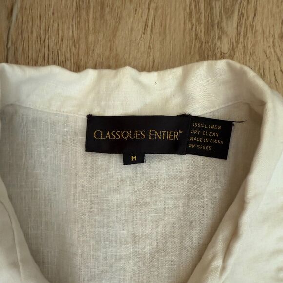 Classiques Entier Linen Short Sleeve Shirt White Medium Lightweight Summer - Picture 3 of 5